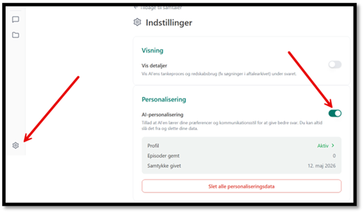 Sådan tilpasser du chat i FOA Assistent